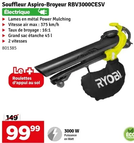 Offre: Souffleur Aspiro-Broyeur RBV3000CESV