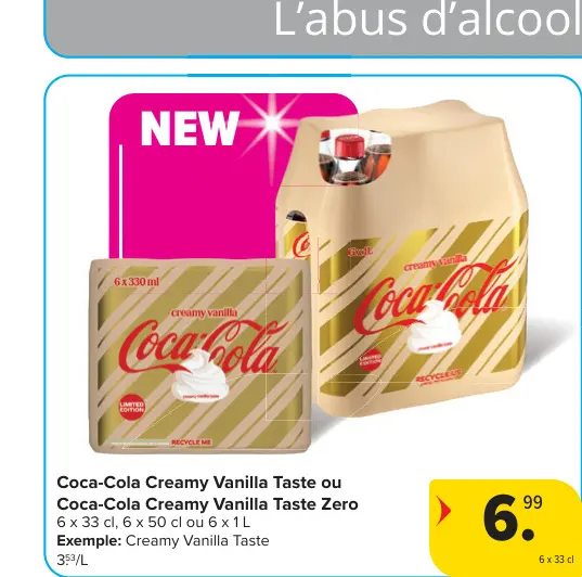 Offre: Coca-Cola Creamy Vanilla Taste ou Coca-Cola Creamy Vanilla Taste Zero
