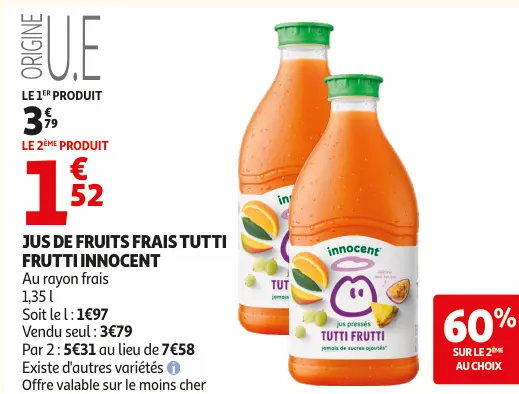 Promotie: Jus de fruits frais tutti frutti
