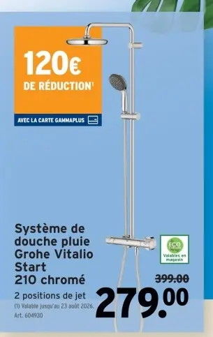 Offre: Système de douche pluie Grohe Vitalio Start 210 chromé
