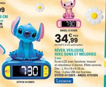 Offre: RÉVEIL VEILLEUSE AVEC SONS ET MELODIES