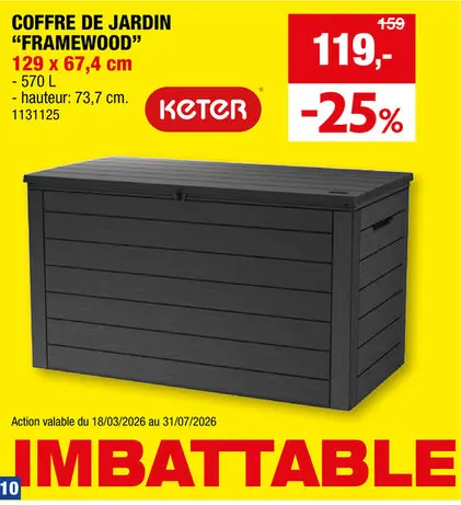 Offre: Keter Framewood coffre de jardin 570l anthracite