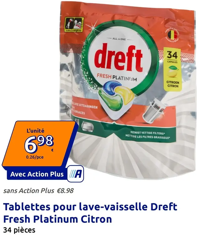 Offre: Tablettes pour lave-vaisselle Fresh Platinum Citron