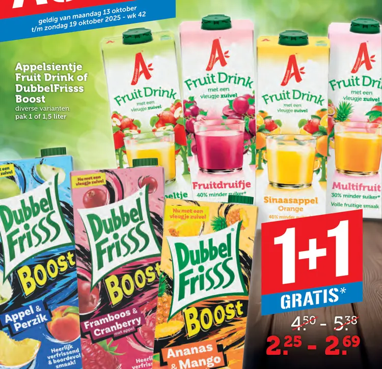 Aanbieding: Appelsientje Fruit Drink of DubbelFrisss Boost