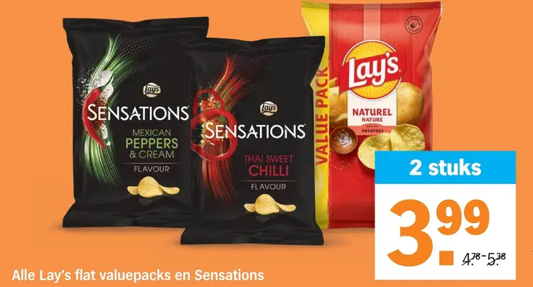 Aanbieding: Lay's flat valuepacks en Sensations