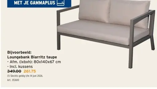Promotie: Loungebank Biarritz taupe