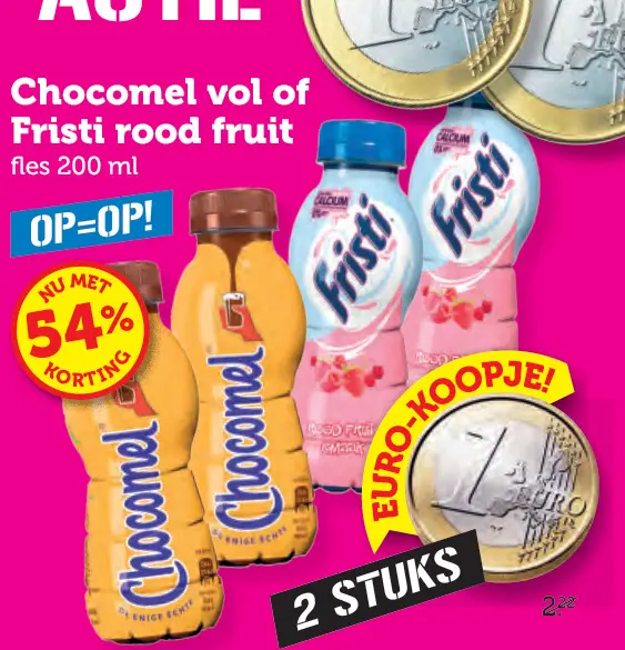 Aanbieding: Chocomel vol of Fristi rood fruit