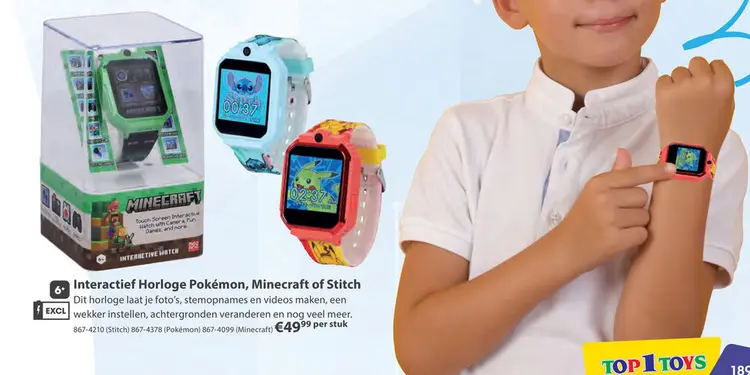 Aanbieding: Interactief Horloge Pokémon, Minecraft of Sti