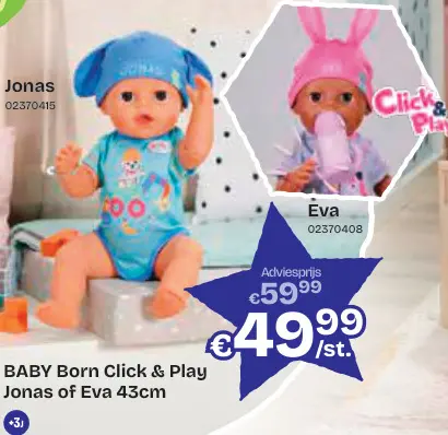 Aanbieding: Click & Play Jonas of Eva 43cm