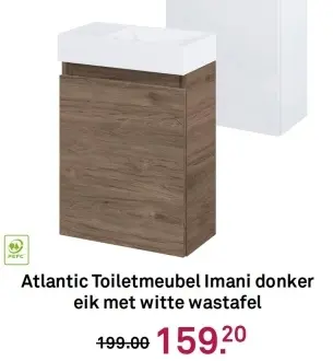 Aanbieding: Atlantic Toiletmeubel Imani donker eik met witte wastafel