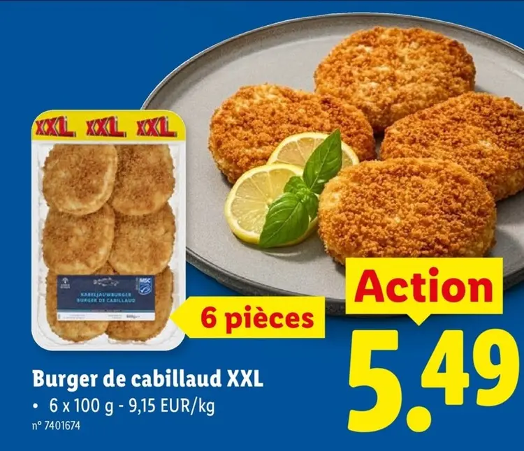 Offre: Burger de cabillaud XXL