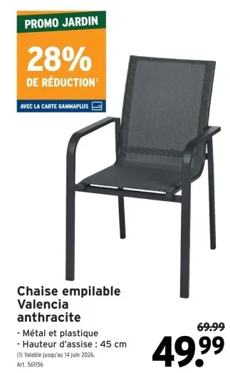 Offre: Chaise empilable Valencia anthracite