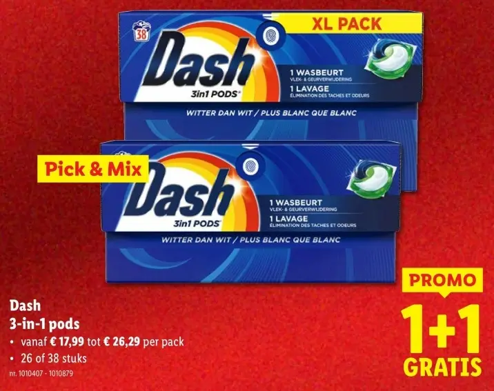 Promotie: Dash 3-in-1 pods