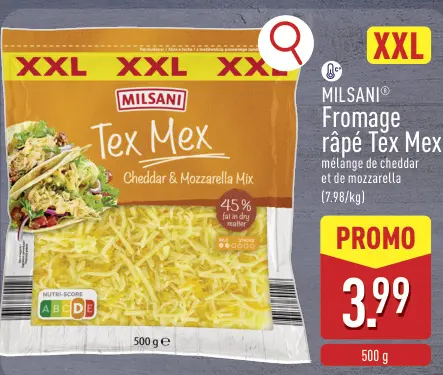 Offre: Fromage râpé Tex Mex