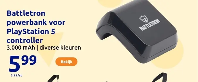 Aanbieding: Battletron powerbank voor PlayStation 5 controller