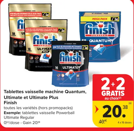 Offre: Tablettes vaisselle machine Quantum, Ultimate