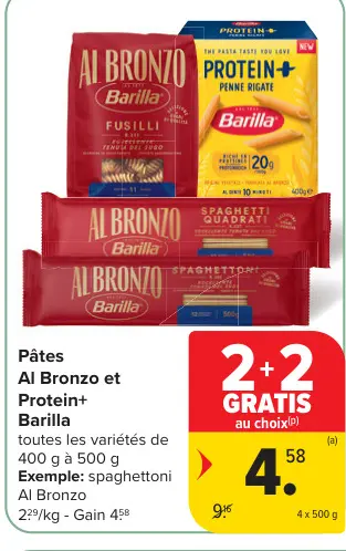 Offre: Pâtes Al Bronzo et Protein+ Barilla