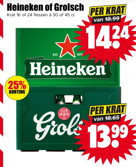Aanbieding: Heineken of Grolsch