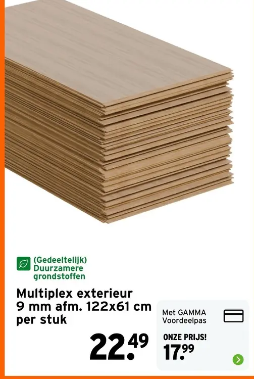 Aanbieding: Multiplex exterieur 9 mm afm. 122x61 cm per s