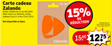 Offre: Carte cadeau Zalando d'une valeur de 15€ 