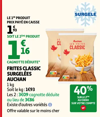 Promotie: Frites classic surgelées