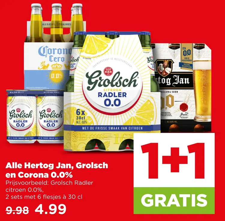 Aanbieding: Hertog Jan, Grolsch en Corona 0.0%