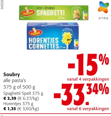 Promotie: Soubry alle pasta's