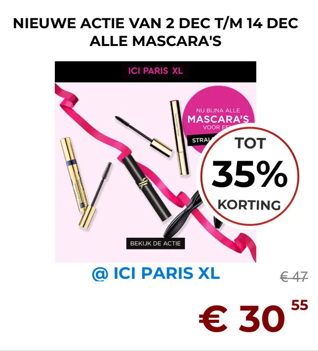 Aanbieding: NIEUWE ACTIE VAN 2 DEC T/M 14 DEC ALLE MASCARA'S