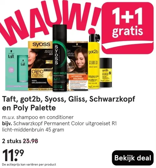 Aanbieding: Taft, got2b, Syoss, Gliss, Schwarzkopf en Poly Palette