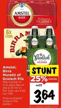 Aanbieding: Amstel, Birra Moretti of Grolsch Pils