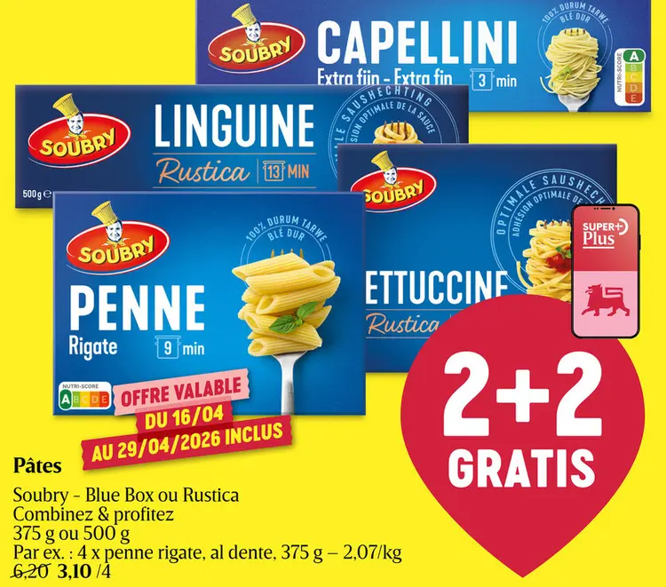 Offre: Pâtes Soubry - Blue Box ou Rustica