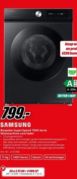 Promotie: Bespoke SuperSpeed 7000 Serie Wasmachine voorlader