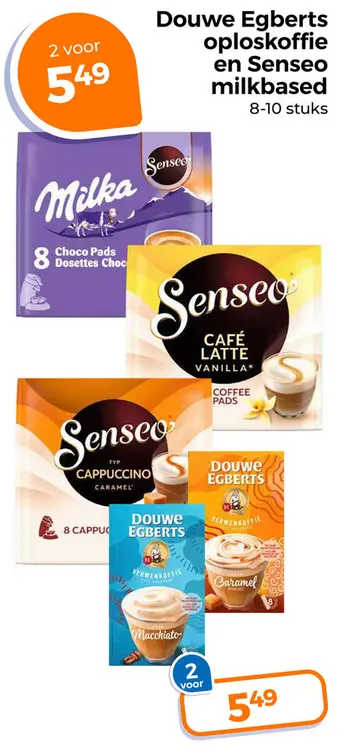 Aanbieding: Douwe Egberts oploskoffie en Senseo milkbased