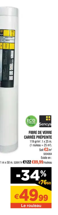 Offre: Fibre de verre carrée prépeinte