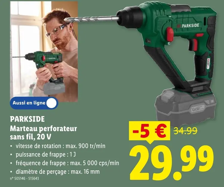 Offre: Marteau perforateur sans fil, 20 V
