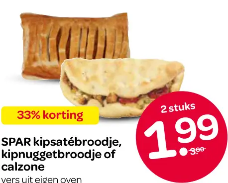Aanbieding: Kipsatébroodje, kipnuggetbroodje of calzone