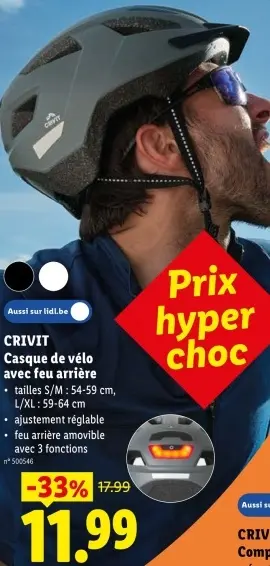 Offre: Casque de vélo avec feu arrière