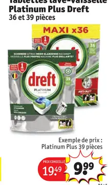 Offre: Tablettes lave-vaisselle Platinum Plus Dreft