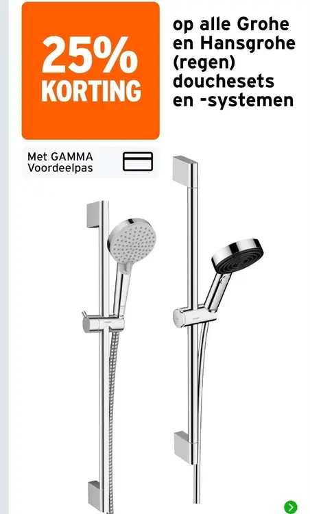 Aanbieding: Grohe en Hansgrohe (regen) douchesets en -systemen