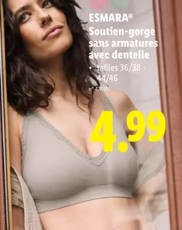 Offre: Soutien-gorge sans armatures avec dentelle