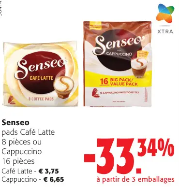 Offre: Senseo pads Café Latte ou Cappuccino