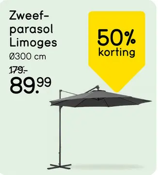 Aanbieding: Freepole parasol Limoges - antraciet - Ø300 cm