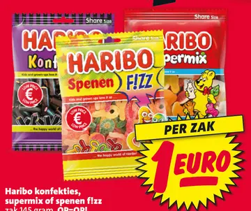 Aanbieding: Haribo konfekties, supermix of spenen f!zz