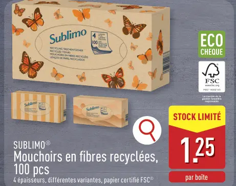 Offre: Mouchoirs en fibres recyclées