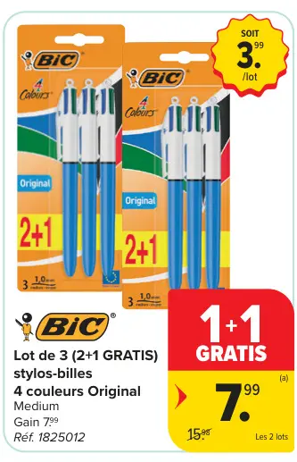 Offre: Stylos-billes 4 couleurs Original