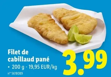 Offre: Filet de cabillaud pané