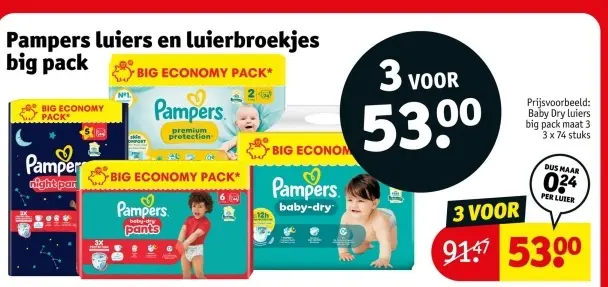 Aanbieding: Pampers luiers en luierbroekjes big pack