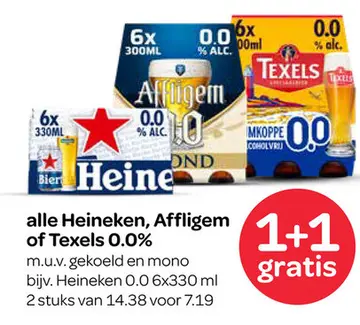 Aanbieding: Heineken, Affligem of Texels 0.0%