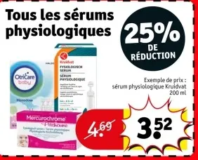 Offre: Tous les sérums physiologiques