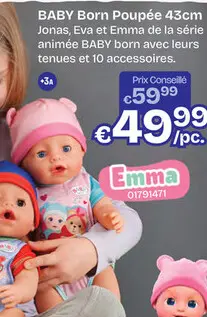 Offre: Baby Born Emma 43cm